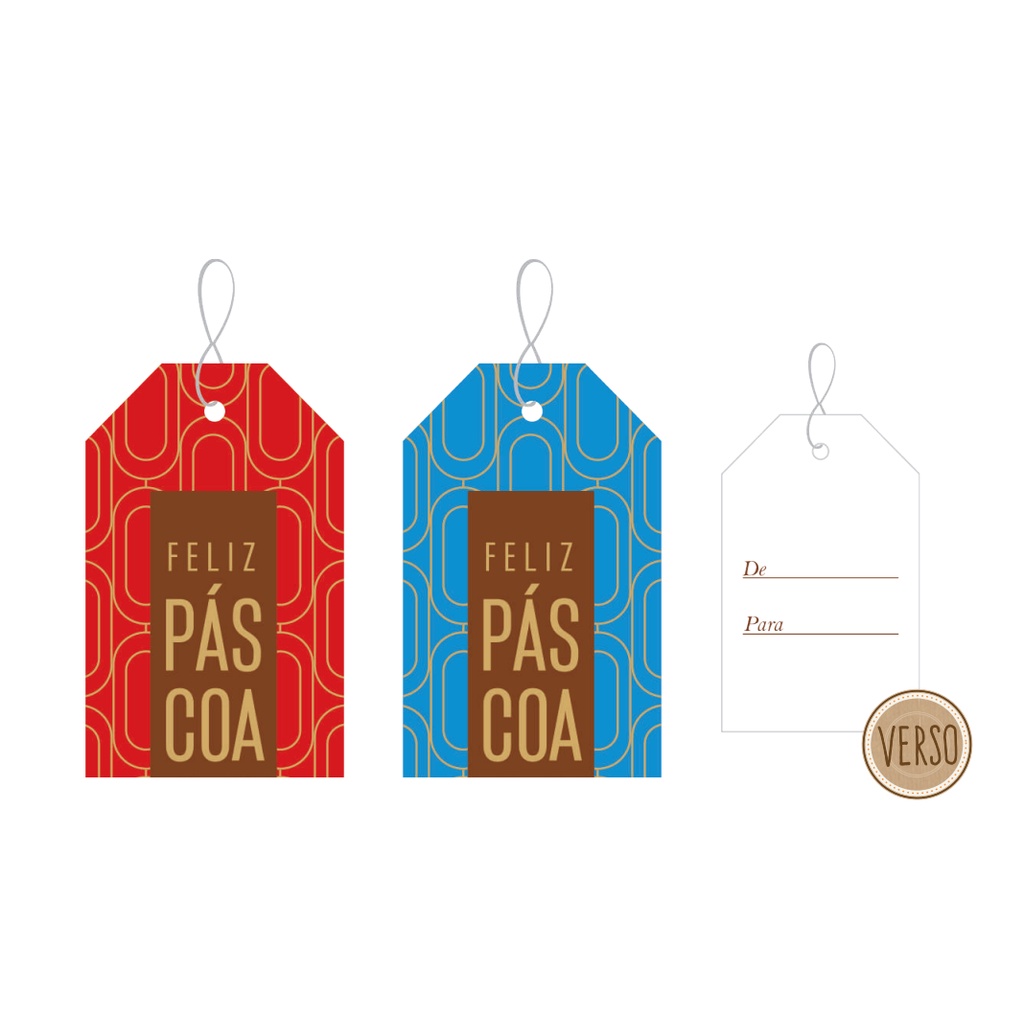 Tag de Papel Cartão Feliz Páscoa De/Para 5x8cm 12 unidades