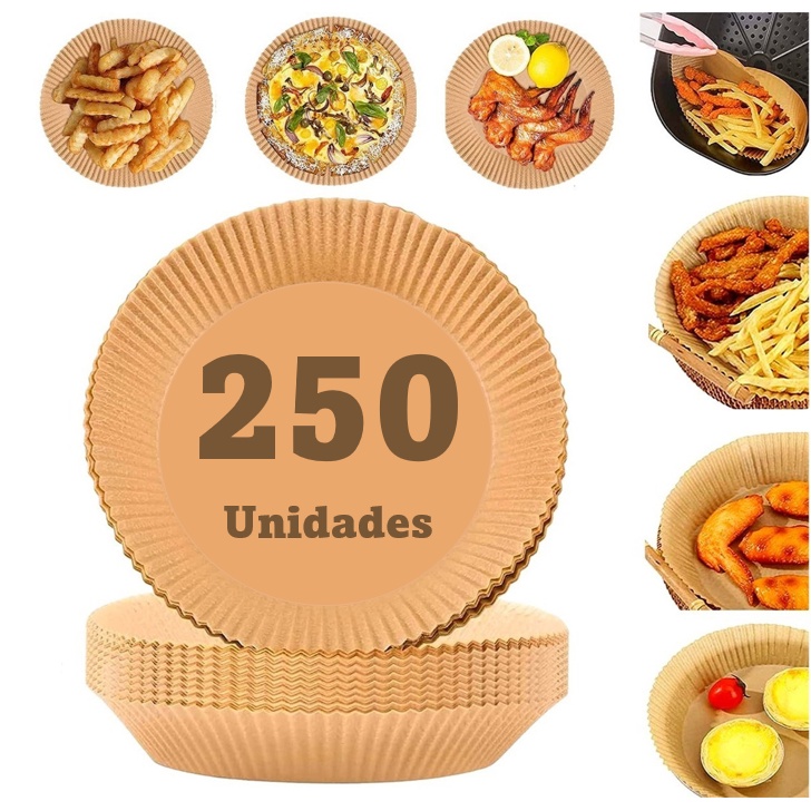 Kit 250 Forro Papel Airfryer Descartável Forma An
