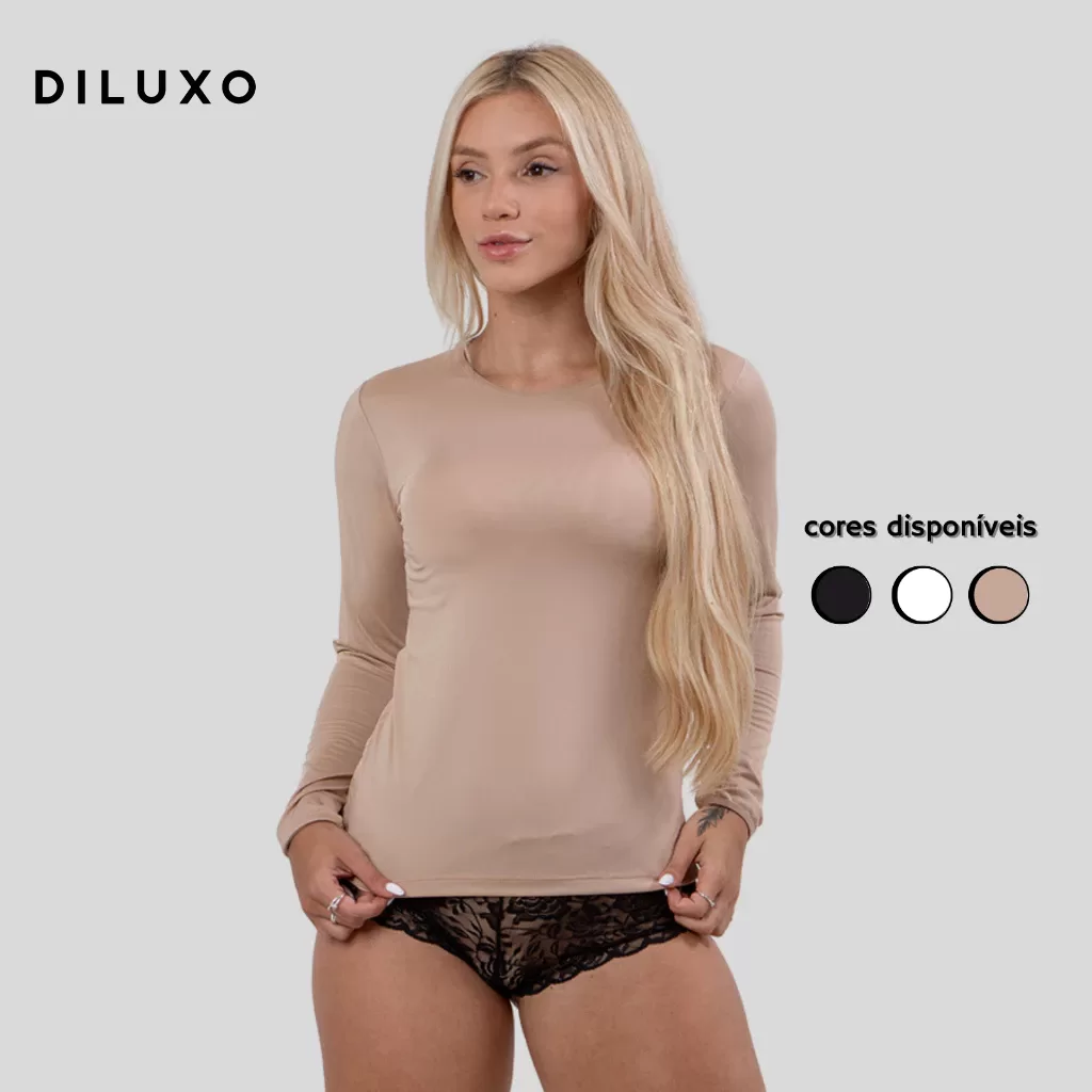 Blusa Básica Diluxo Manga Longa Segunda Pele Inverno Segurança Feminina