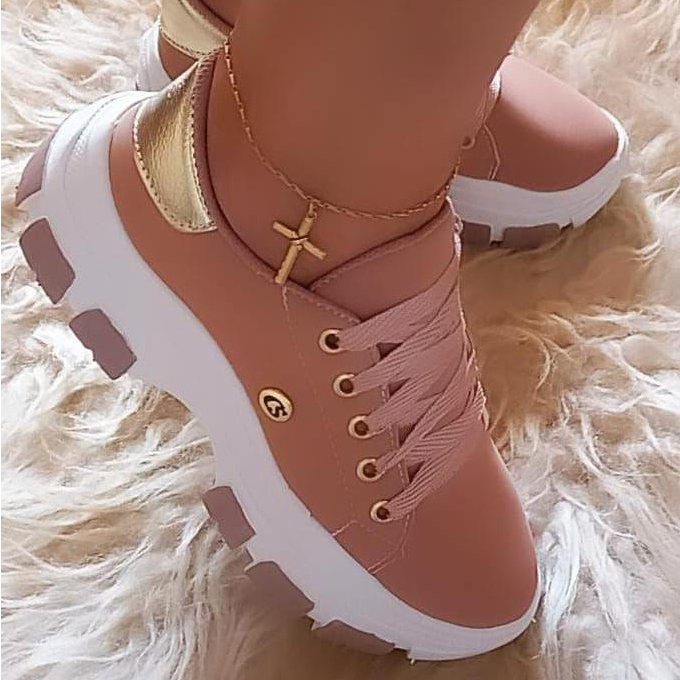 Tenis feminino plataforma para trabalho passeio e 