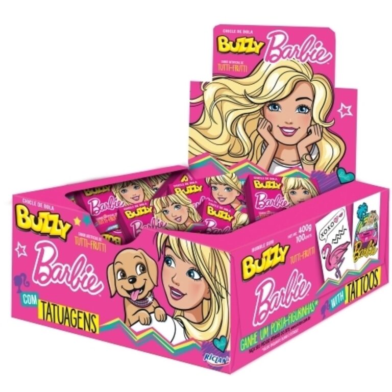 Chiclete Barbie C/ 100 Tutti Frutti Buzzy Tatoo