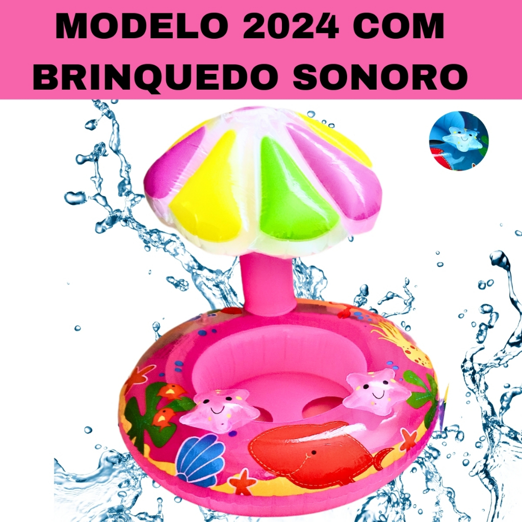 Boia Infantil Para Bebê Inflável Com Cobertura Menino Menina Piscina Praia