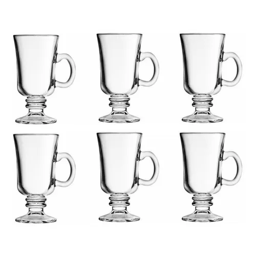 KIT COM 6 Canecas de Vidro Taça Café Cappuccino 