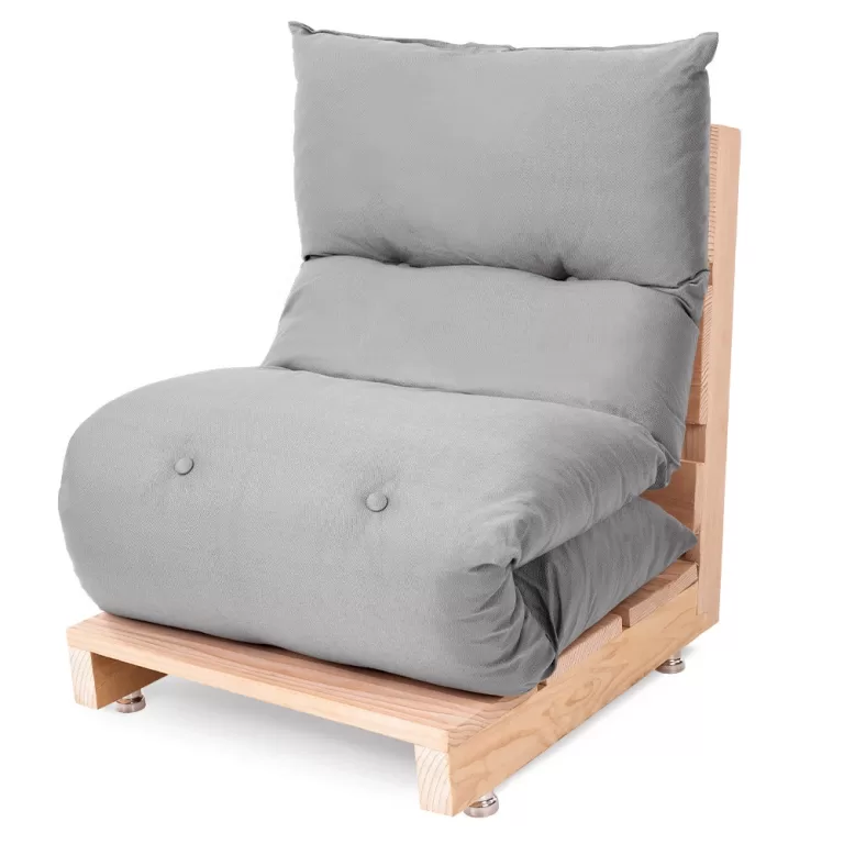 Futon de Espuma Almofada Dobrável Solteiro Cinza 