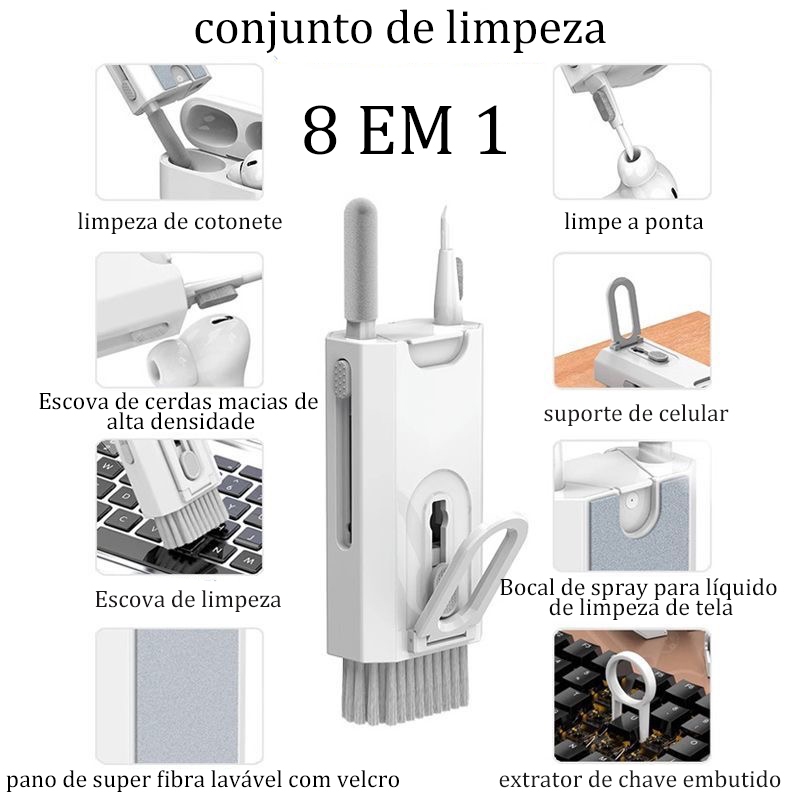 8 EM 1 Kit de limpeza para teclado, tela de celular e fones de ouvidoModelo atualizado