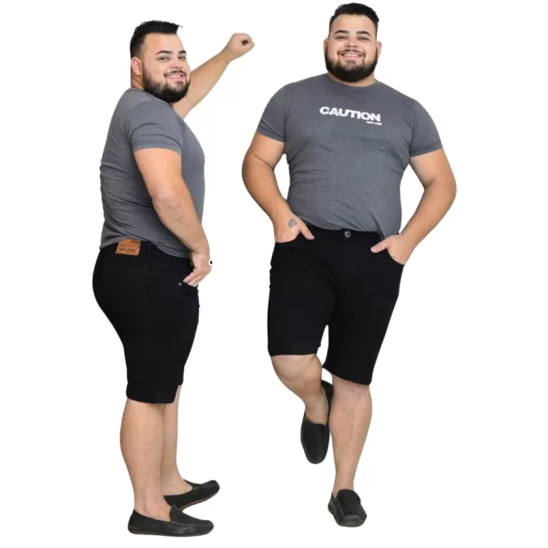 Bermuda Masculina Jeans Plus Size Lycra Larga Elas