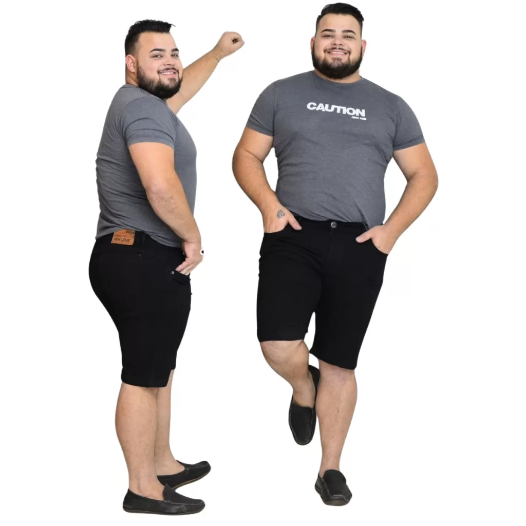 Bermuda Masculina Jeans Plus Size Lycra Larga Elastano Confortável Básica Casual Tamanho Grande