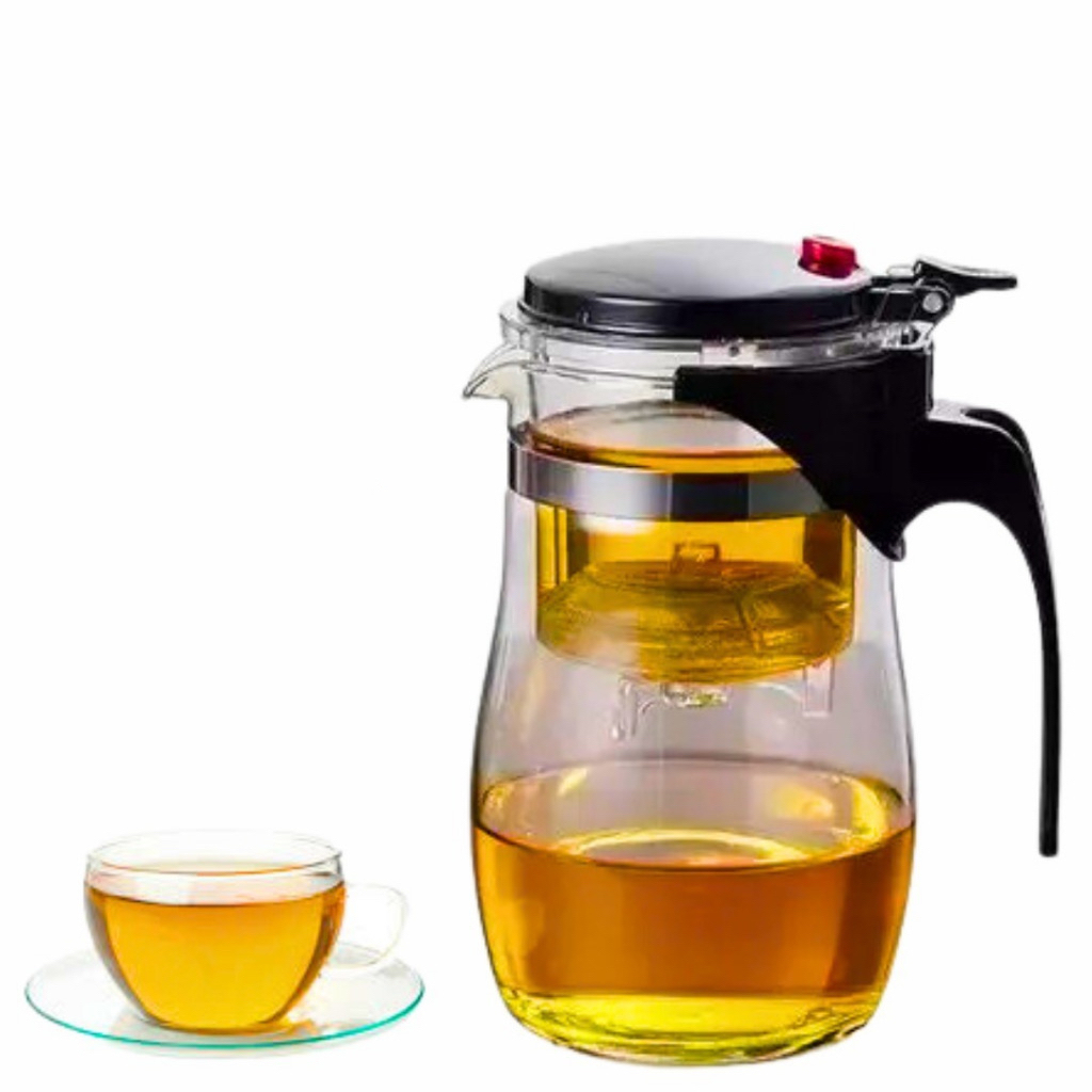 Chaleira Bule Jarra de Vidro 600ML Para Chá Com Infusor Reutilizável