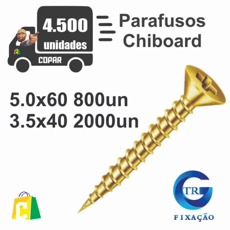 Kit Parafusos Chipboard 5.0×60 800un 3.5×