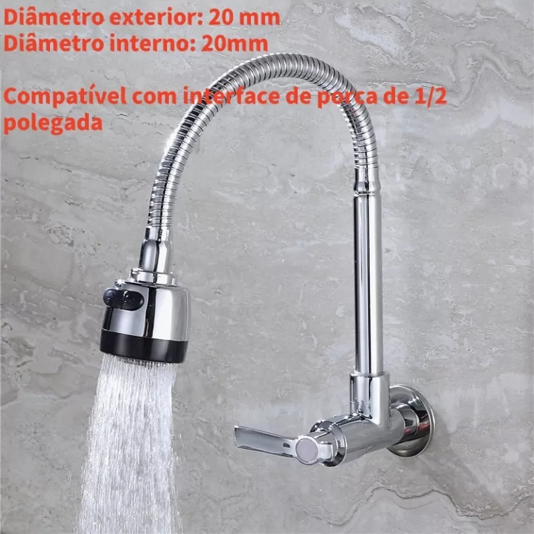 Inox Prata Torneira com chuveiro com rotação de 