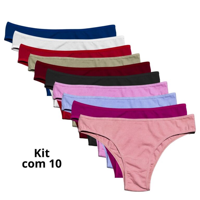 Kit Calcinha Cotton Confort Algodão Tanga Básica