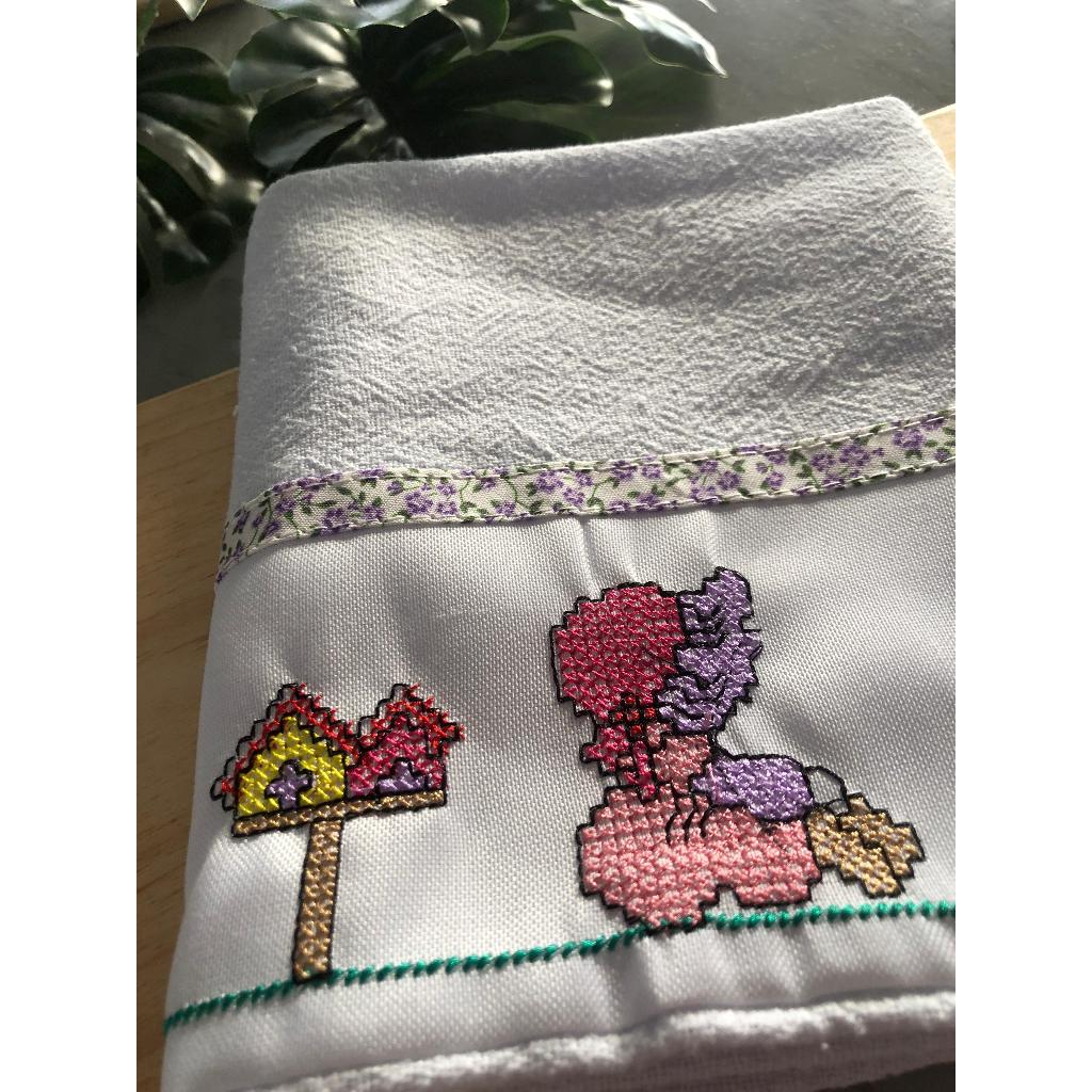 Jogo de Pano de Prato – 10 Unidades – Algodão – Cor: Branca com Estampas Variadas