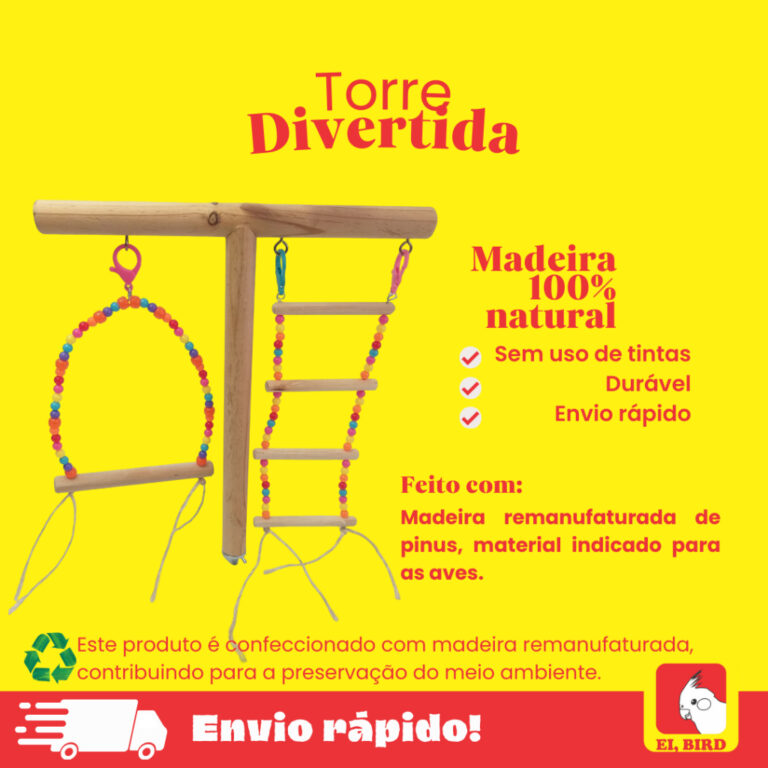 Torre Divertida para calopsita, agapornis, periqui