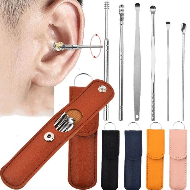 Kit 6 Peças Limpador de Orelha De Aço Inoxidáve