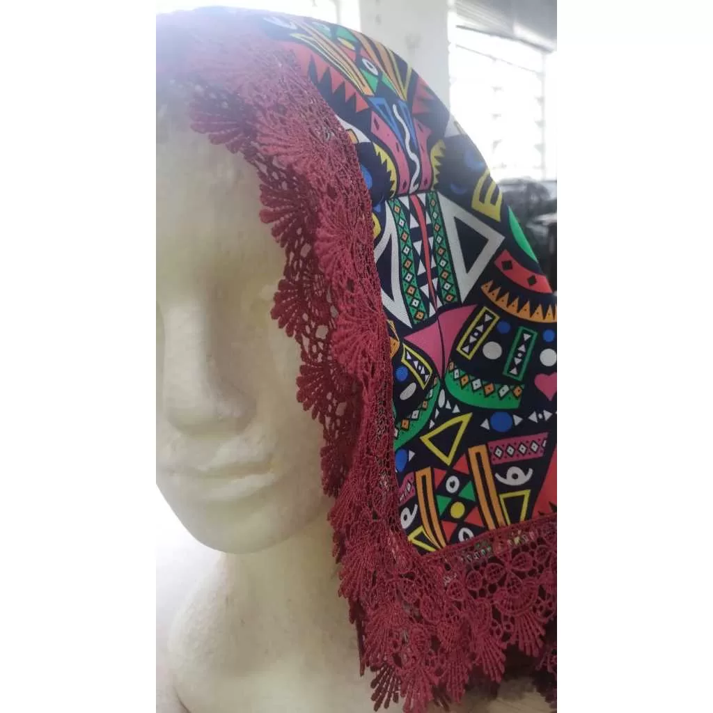 CONJUNTO SAIA + PANO COSTA + PANO CABEÇA EM OXFORD COM RENDA GCJ101 candomblé