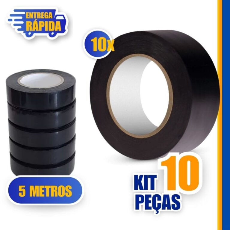 Kit 10 Fitas isolante Antichama Preta – 5m
