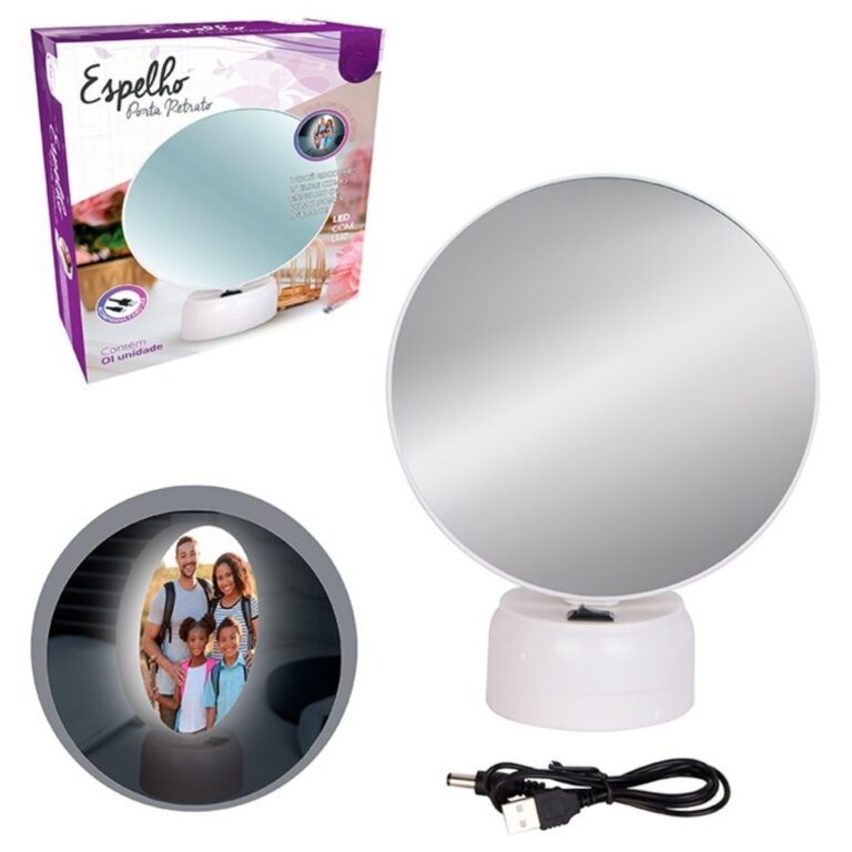 Espelho LED 2 em 1 com Porta-Retrato Iluminado