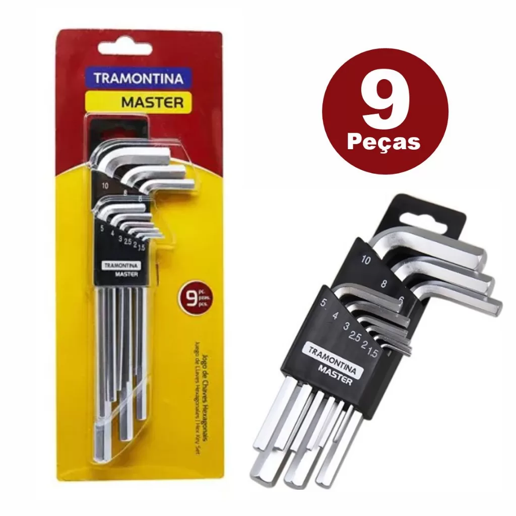 Jogo Chave Allen Hexagonal Longa 1,5 ao 10mm 9pçs Tramontina