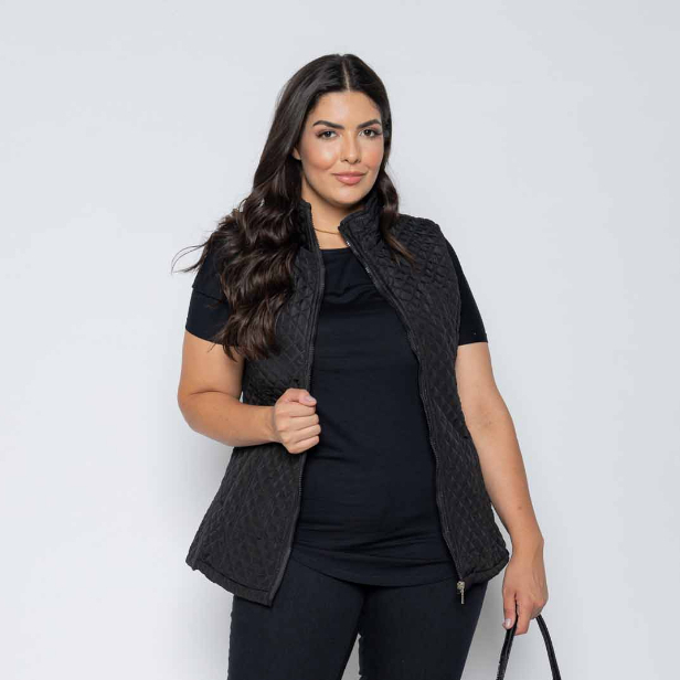 Colete Feminino Plus Size Acolchoado de Nylon Forr