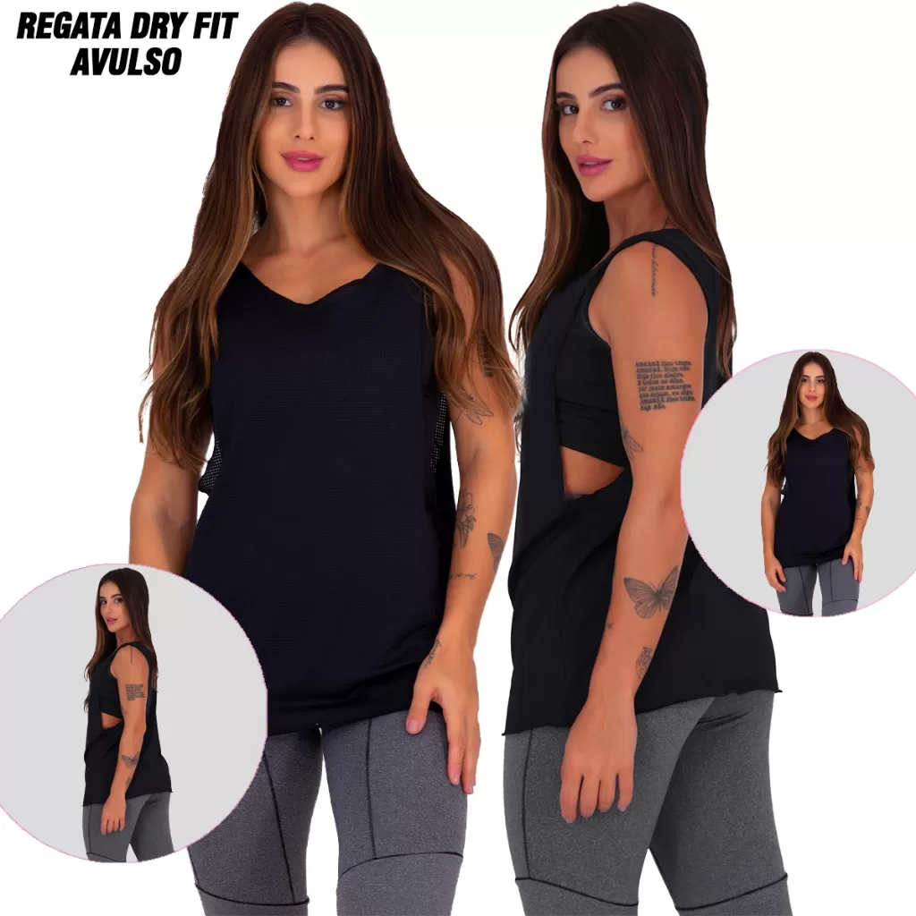 Blusa Regata Dry Fit Poliamida Tecido Refrescante Academia