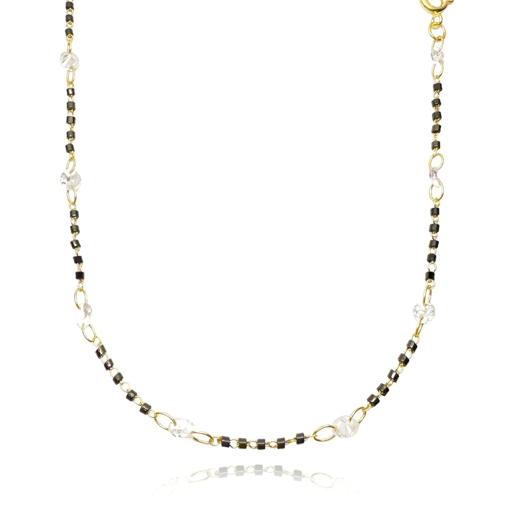 Colar Esferas de Ouro 18k Fecho Tradicinal 40cm Com Zircônia Banhada a Ouro