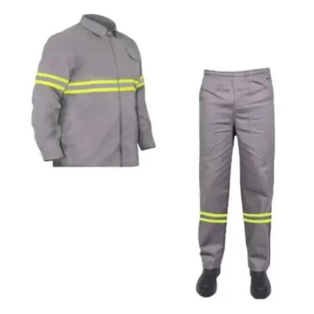 Kit Conjunto Calça Camisa Brim Eletrica Manga Longa Faixa Refletiva Uniforme Profissional