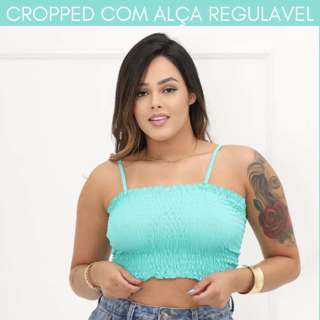 Cropped Regatinha Feminino Infantil e Adulto Alça Regulavel Tamanho Unico Moda Praia Verao Tecido La