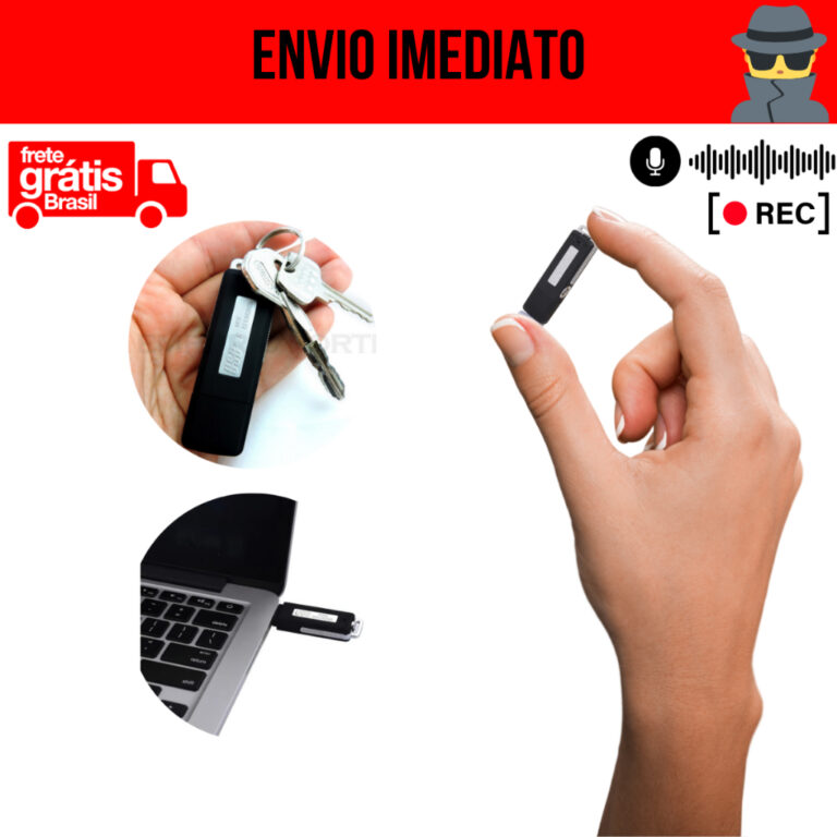 Gravador De Voz Audio Som Escuta Pendrive 8gb Grav