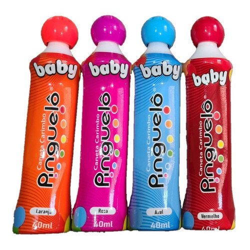 Kit 4 Caneta Carimbo Pinguelô De 40ml Marcador De