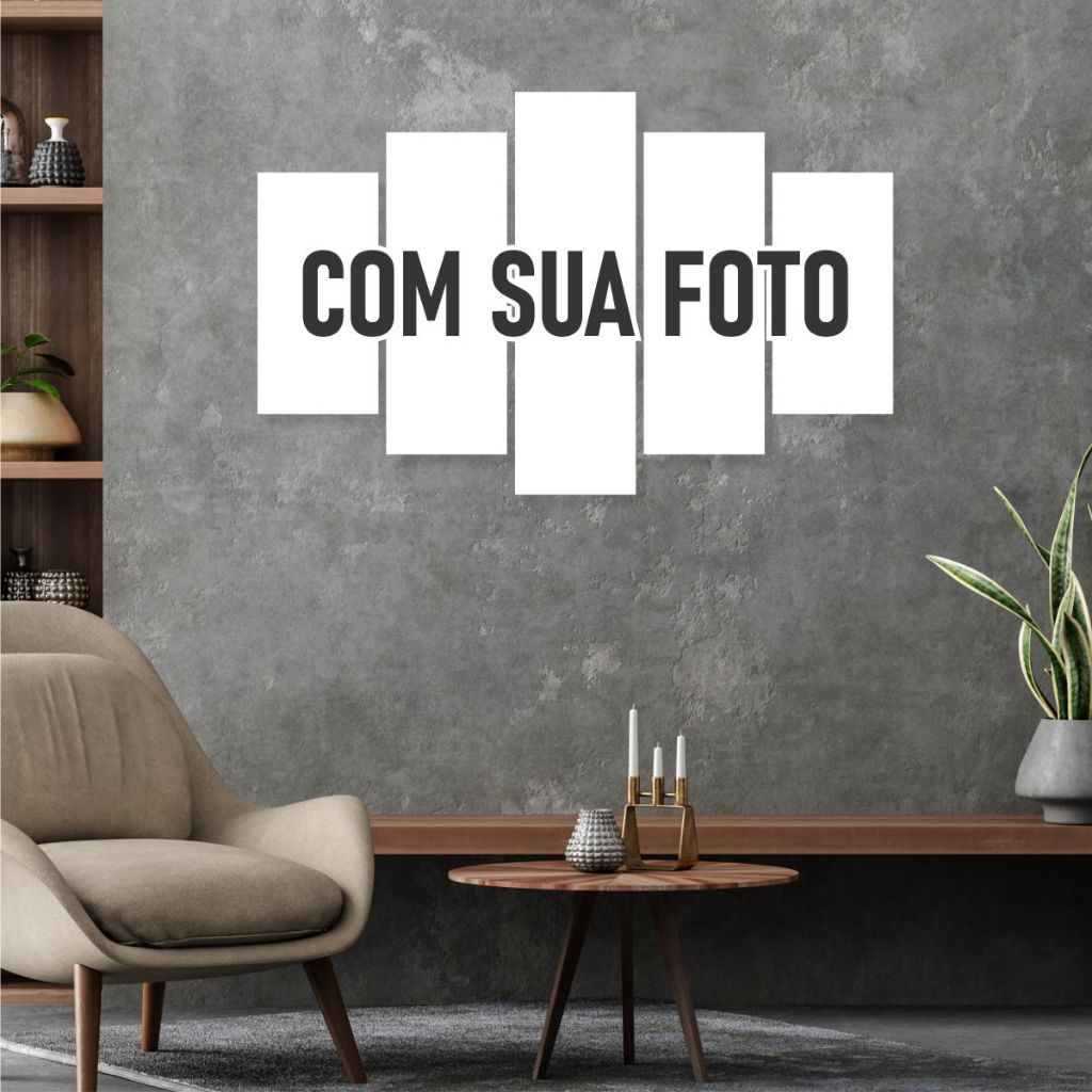 Quadro Decorativo 80x50cm 5 Peças com Foto Personalizada  Alta Qualidade