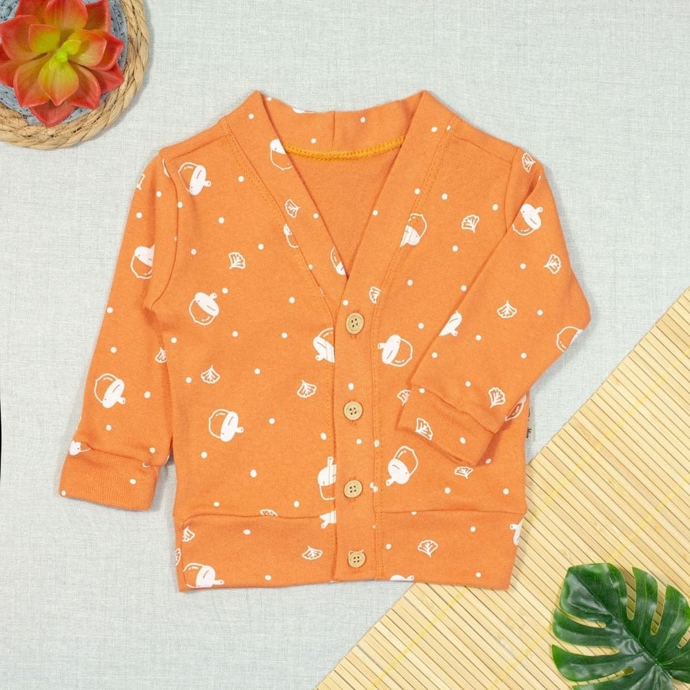 Casaquinho Para Bebê Cardigan Minimalista Noz Cobre