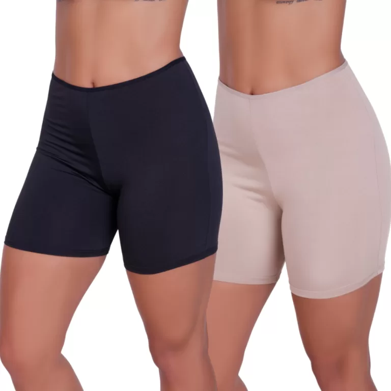 Kit 2 Short Anágua Liso Íntimo Cintura Alta Berm