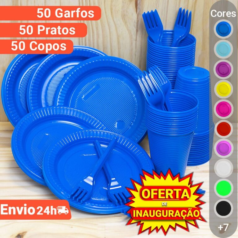 kit festa descartável Aniversário 150 PEÇAS 50 
