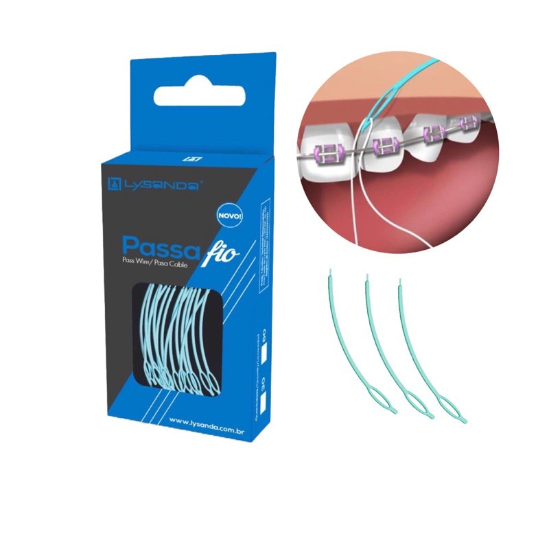 Passa Fio Condutor de Fio Dental Para Aparelho Ortodôntico Fixo 30 ou 60 Unidades – Lysanda