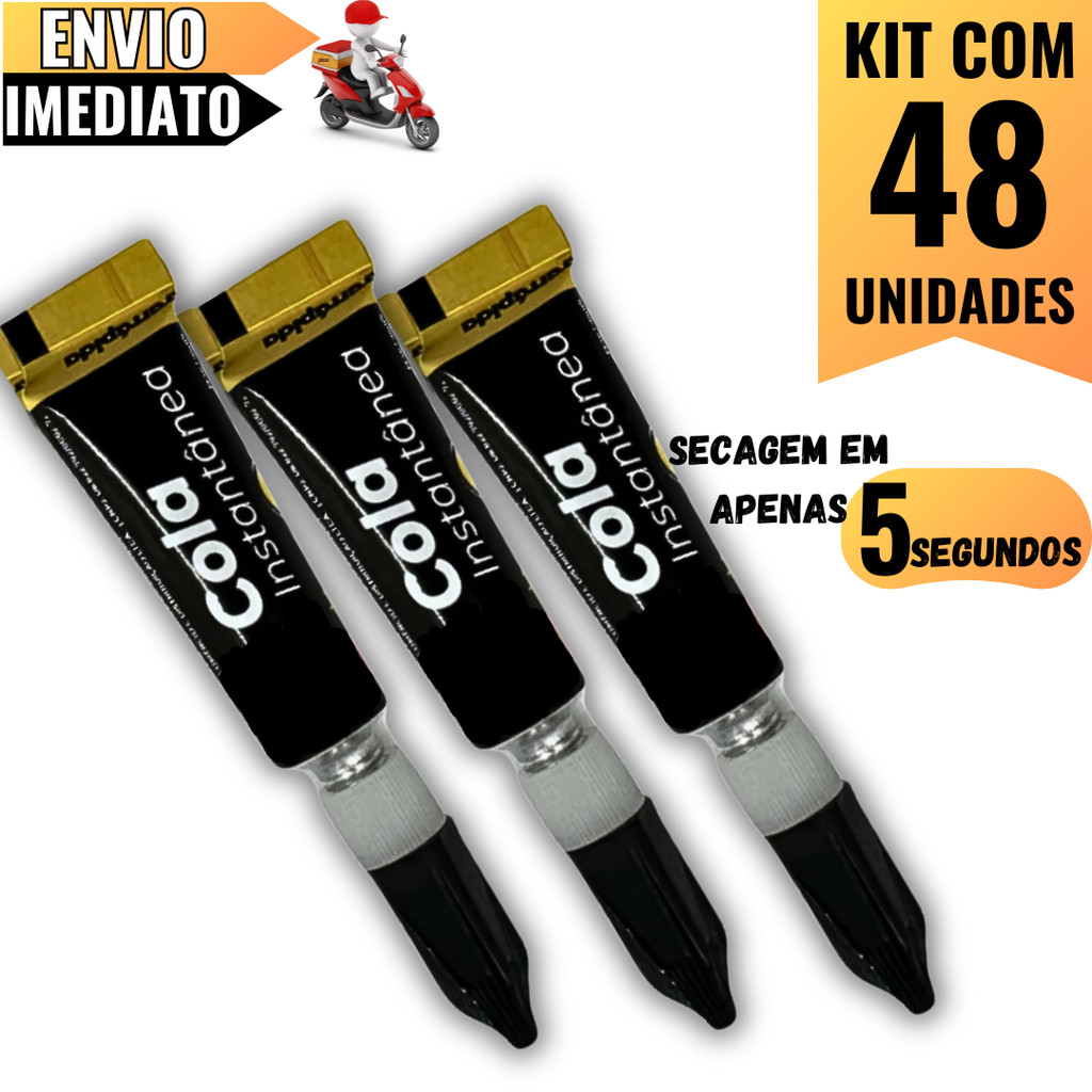 Kit com 48 Colas Super Bond  Fixação Extra Forte e Rápida Para Reparos, Artesanatos e Uso Profission