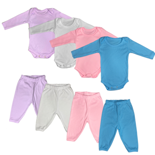 kit 4 peças body e mijão para bebe infantil meni