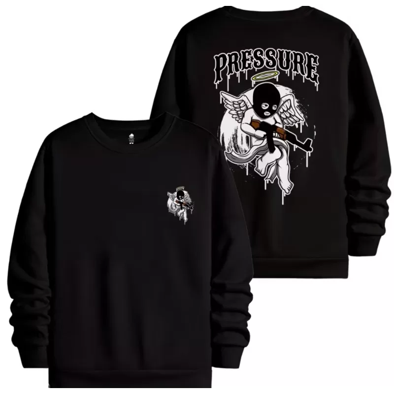 Blusa De Frio Moletom Casaco Gola Redonda Baby Angel Mask Gangster Ak47 Streetwear