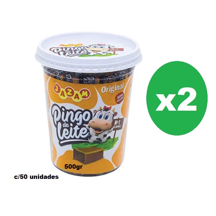2 Potes C/ 50 Unidades Pingo De Leite Jazam Origin
