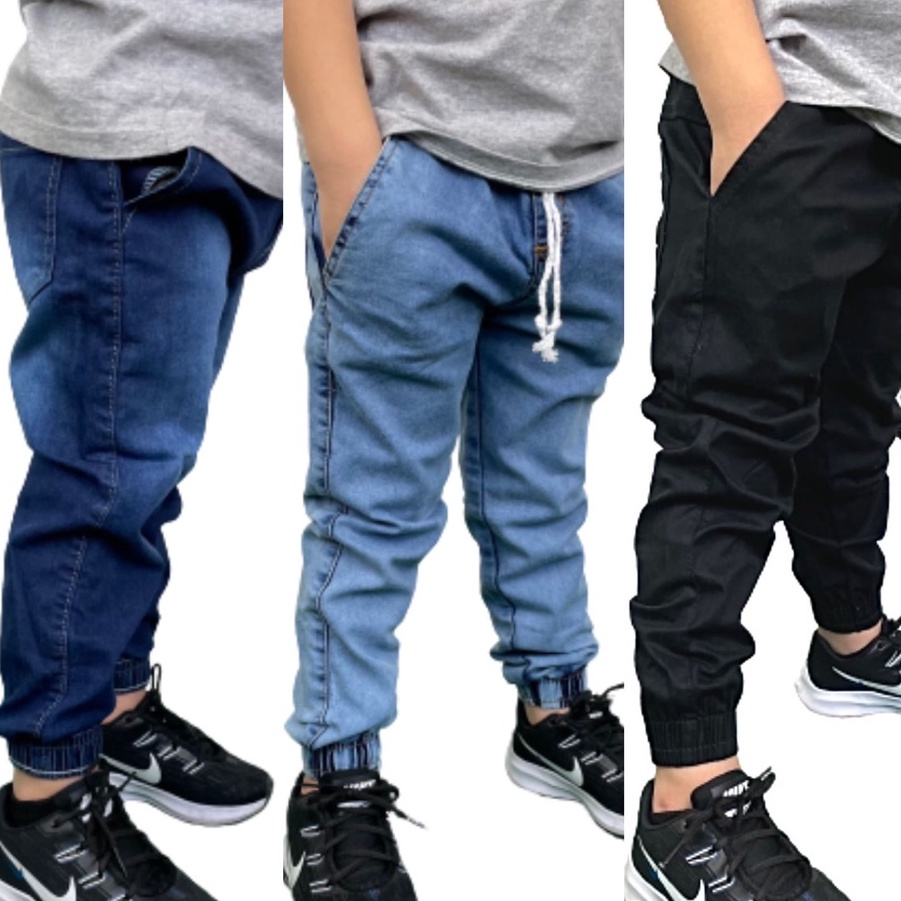 Kit 3 Calças Jogger Bebê Infantil Juvenil – Calça jeans apertada da moda 2 ao 16