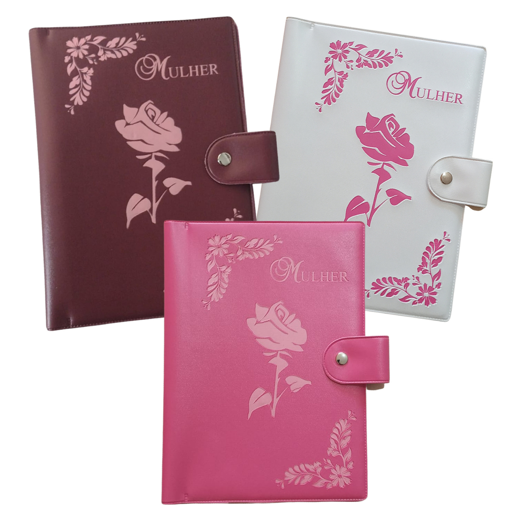 Capa para Bíblia com Botão Feminina – Mulher  | Tamanho Médio – N. 11