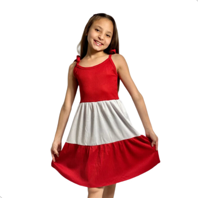 Vestido Três Marias Canelado Infantil Festa Moda 