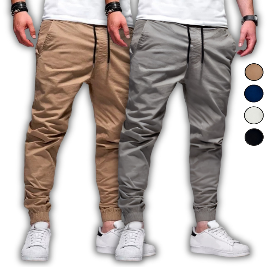 Calças Jogger Masculina Sarja ou Jeans Streetwear 4 Bolsos moda homem bonito