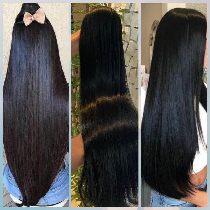 Aplique Tic-Tac para Volume -Extensão de Cabelo em Fibra Orgânica Cor PRETO Liso Blogueira Top