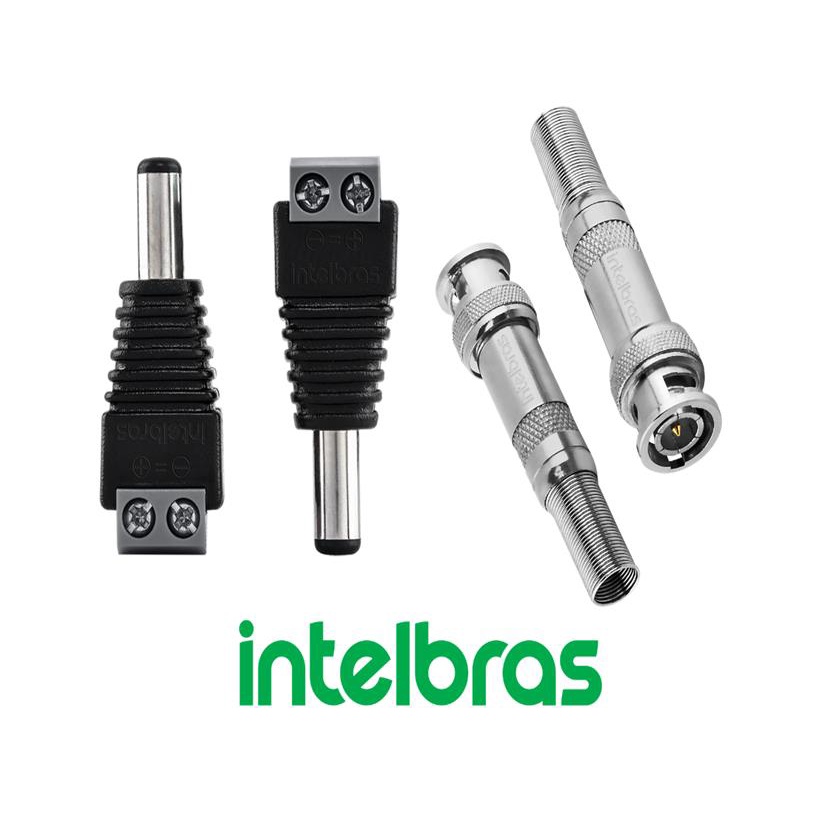 Kits 20 Conector Bnc Com Mola + 10 P4 Com Borne Intelbras