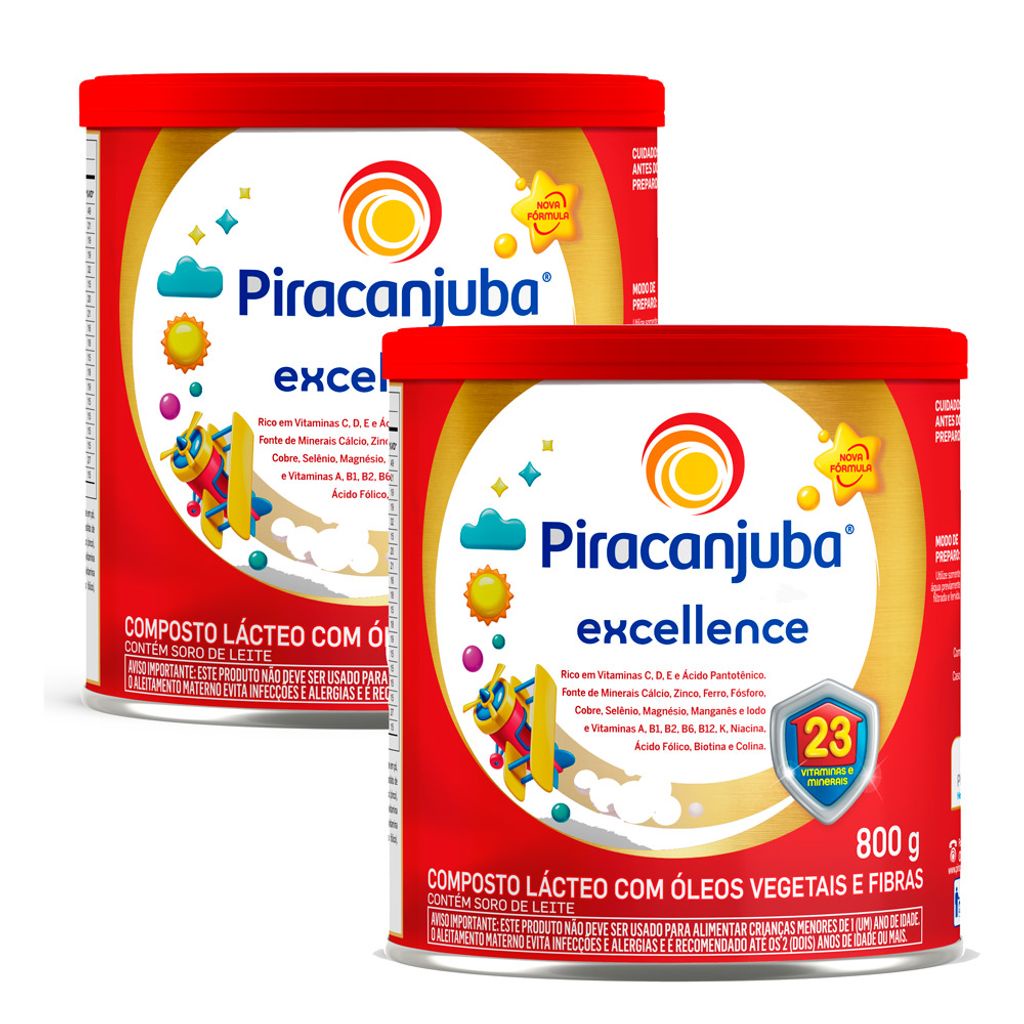 Kit 2 Composto Lácteo Piracanjuba Excellence Lata 800g