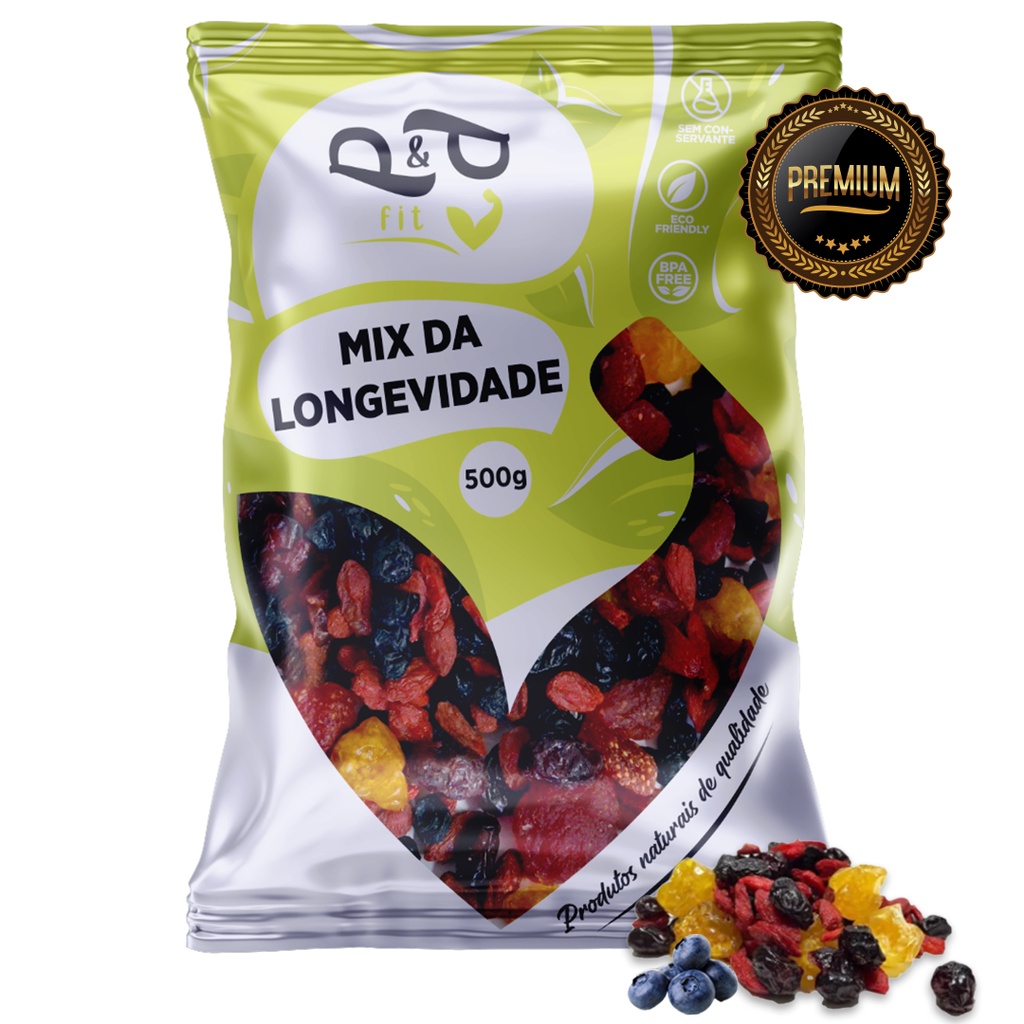 Mix da Longevidade BlueBerry Cranberry GojiBerry GoldenBerry Morango Glaceado