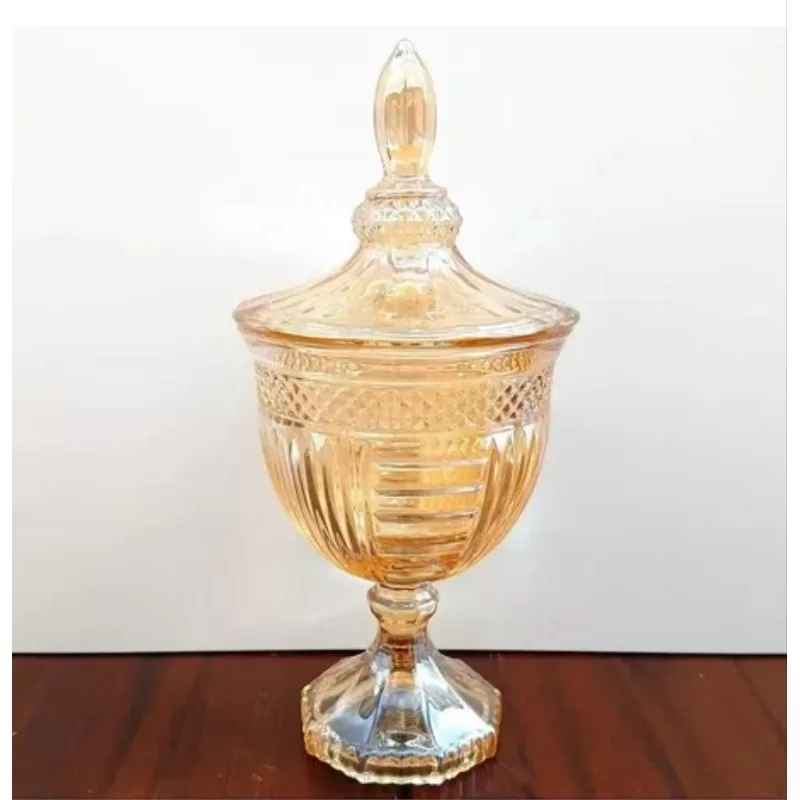 Potiche de Cristal com Pé Dublin Âmbar Lyor