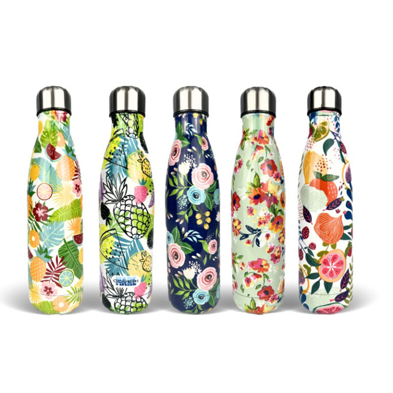Garrafa Térmica Aço Inox Estampada Floral 500ml 