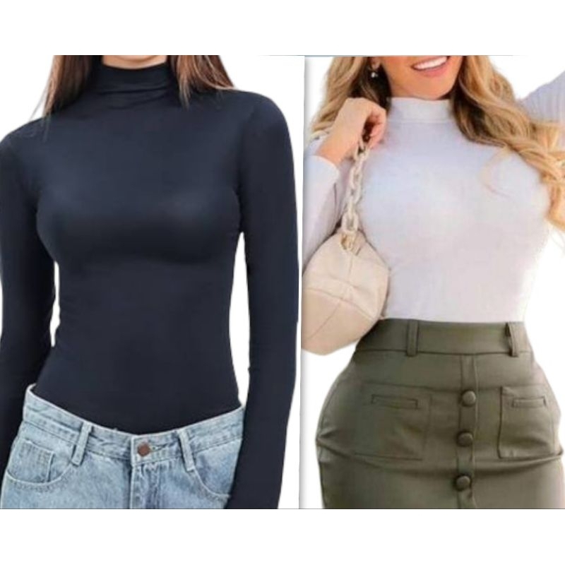 Kit 2 Blusa Térmica Manga Longa Feminina Segunda Pele Gola Alta 4 Estações