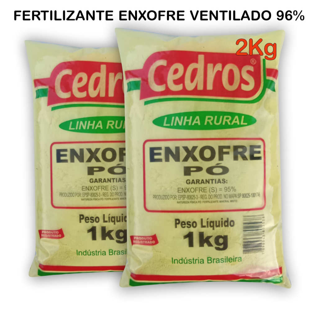 Fertilizante Mineral Enxofre Puro 2 Pacote 1kg Orgânico